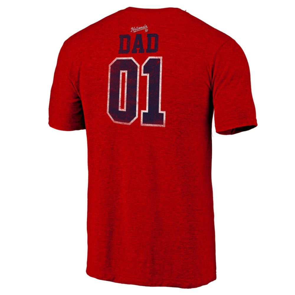 Washington Nationals Father's Day Greatest Dad Tri-Blend T-Shirt Red