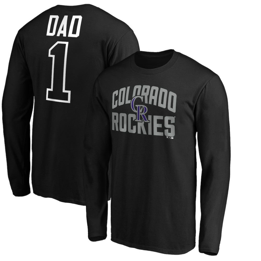 Colorado Rockies Father's Day #1 Dad Long Sleeve T-Shirt Black