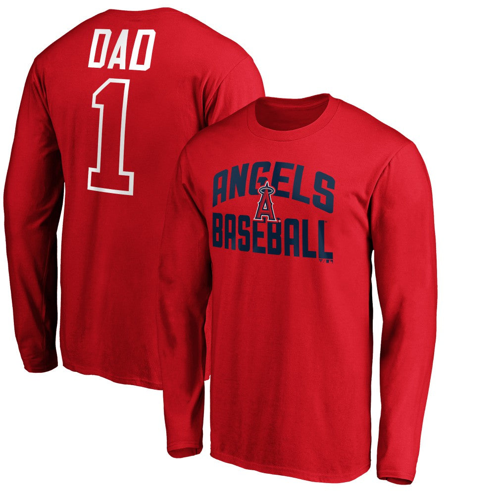 Los Angeles Angels Father's Day #1 Dad Long Sleeve T-Shirt Red