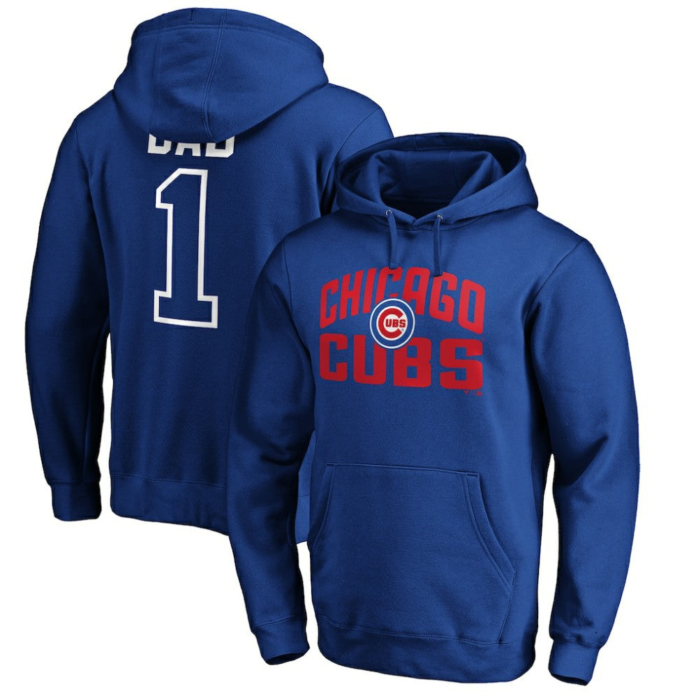 Chicago Cubs Father's Day #1 Dad Pullover Hoodie Royal