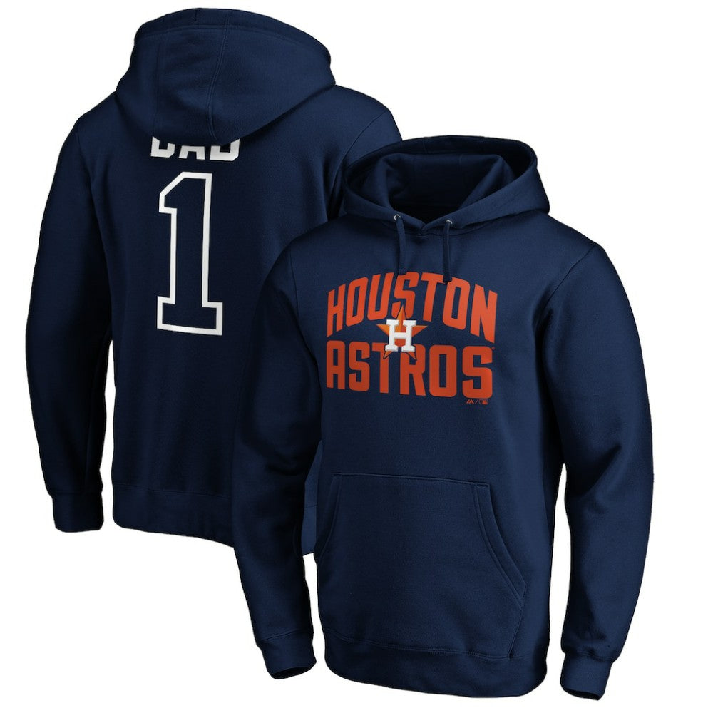 Houston Astros Father's Day #1 Dad Pullover Hoodie Navy