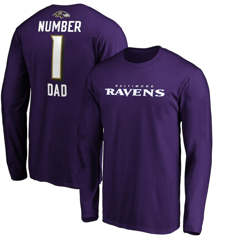 Baltimore Ravens #1 Dad Long Sleeve Team Logo T-Shirt - Purple sale