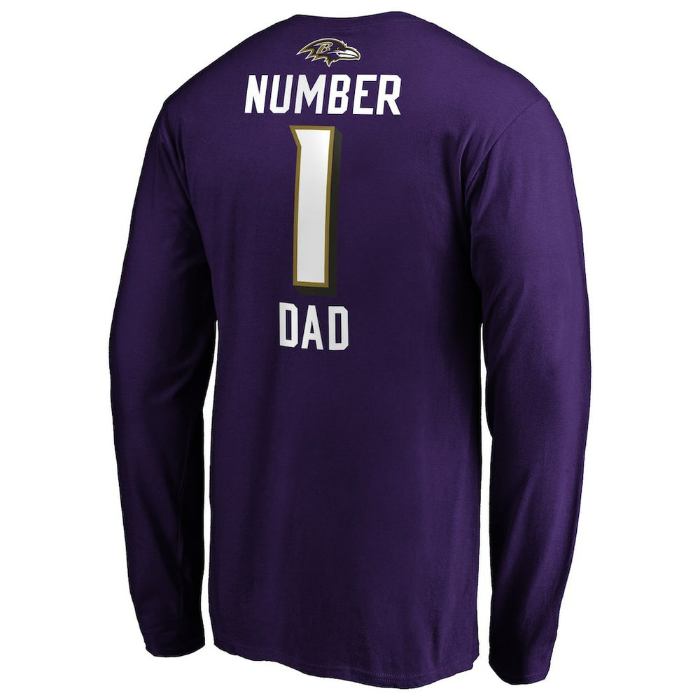Baltimore Ravens #1 Dad Long Sleeve Team Logo T-Shirt - Purple sale