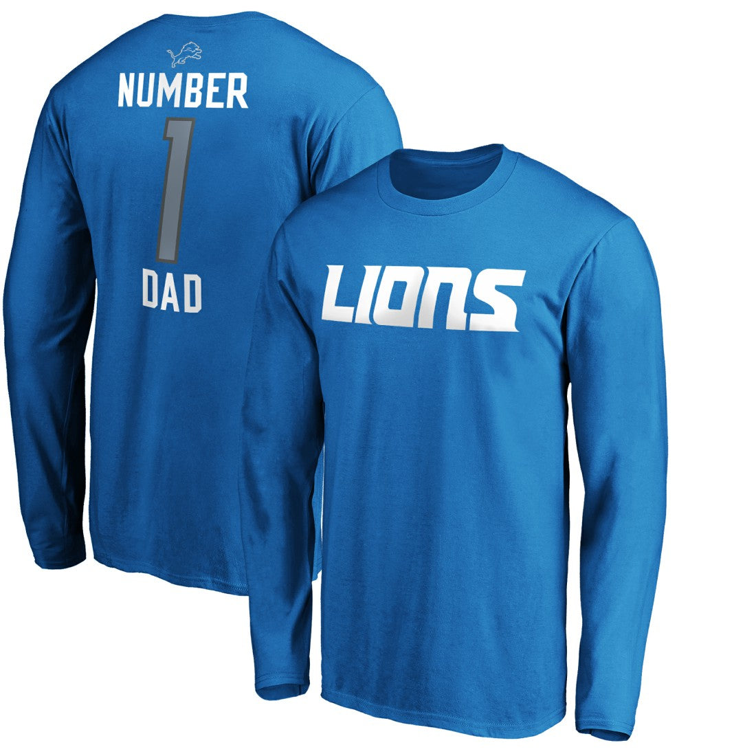 Detroit Lions #1 Dad Long Sleeve Team Logo T-Shirt - Blue discount