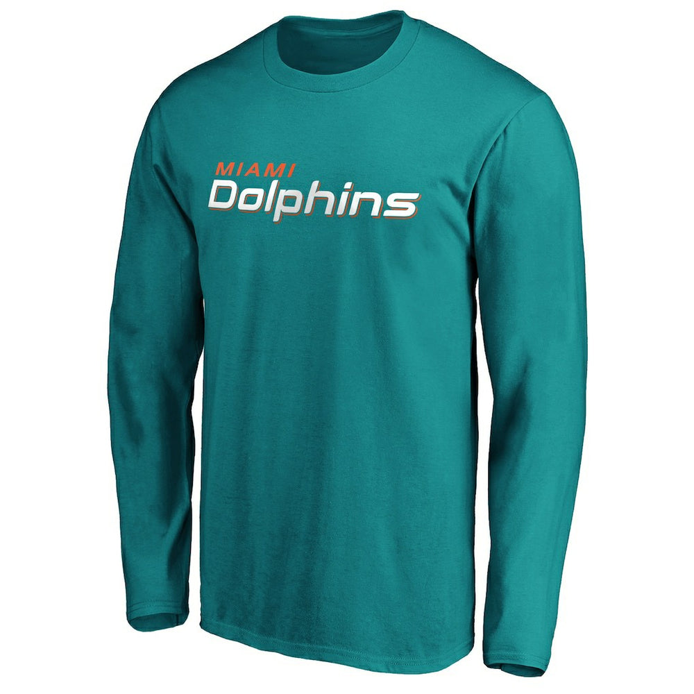 Miami Dolphins #1 Dad Long Sleeve Team Logo T-Shirt - Aqua on sale
