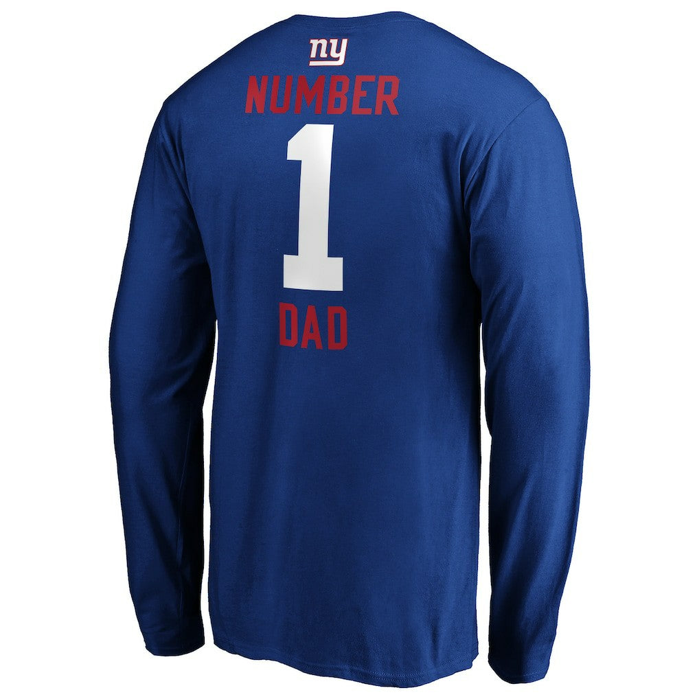 New York Giants #1 Dad Long Sleeve Team Logo T-Shirt - Royal outlet