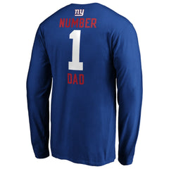 New York Giants #1 Dad Long Sleeve Team Logo T-Shirt - Royal outlet