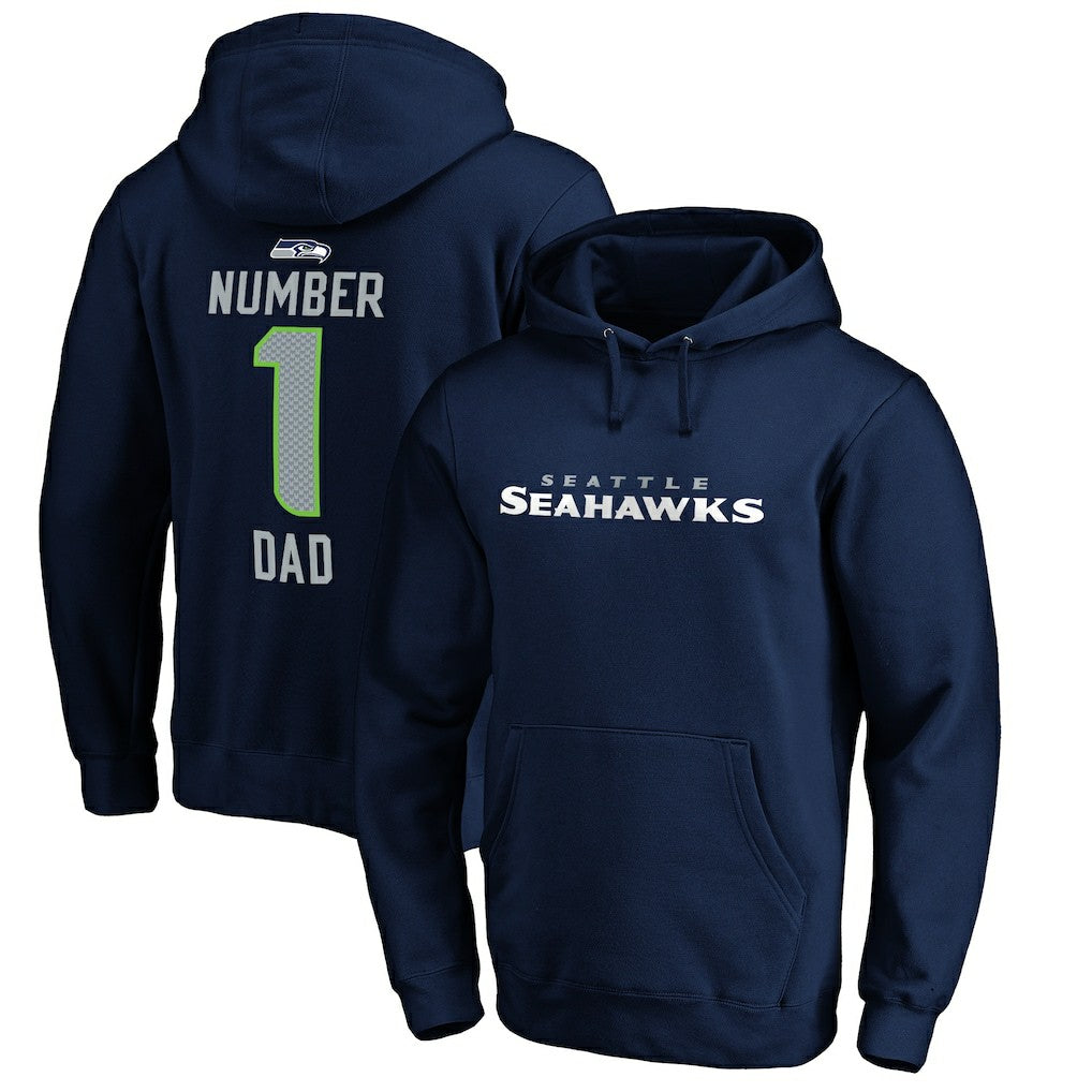 Seattle Seahawks #1 Dad Pullover Hoodie - Navy on sale