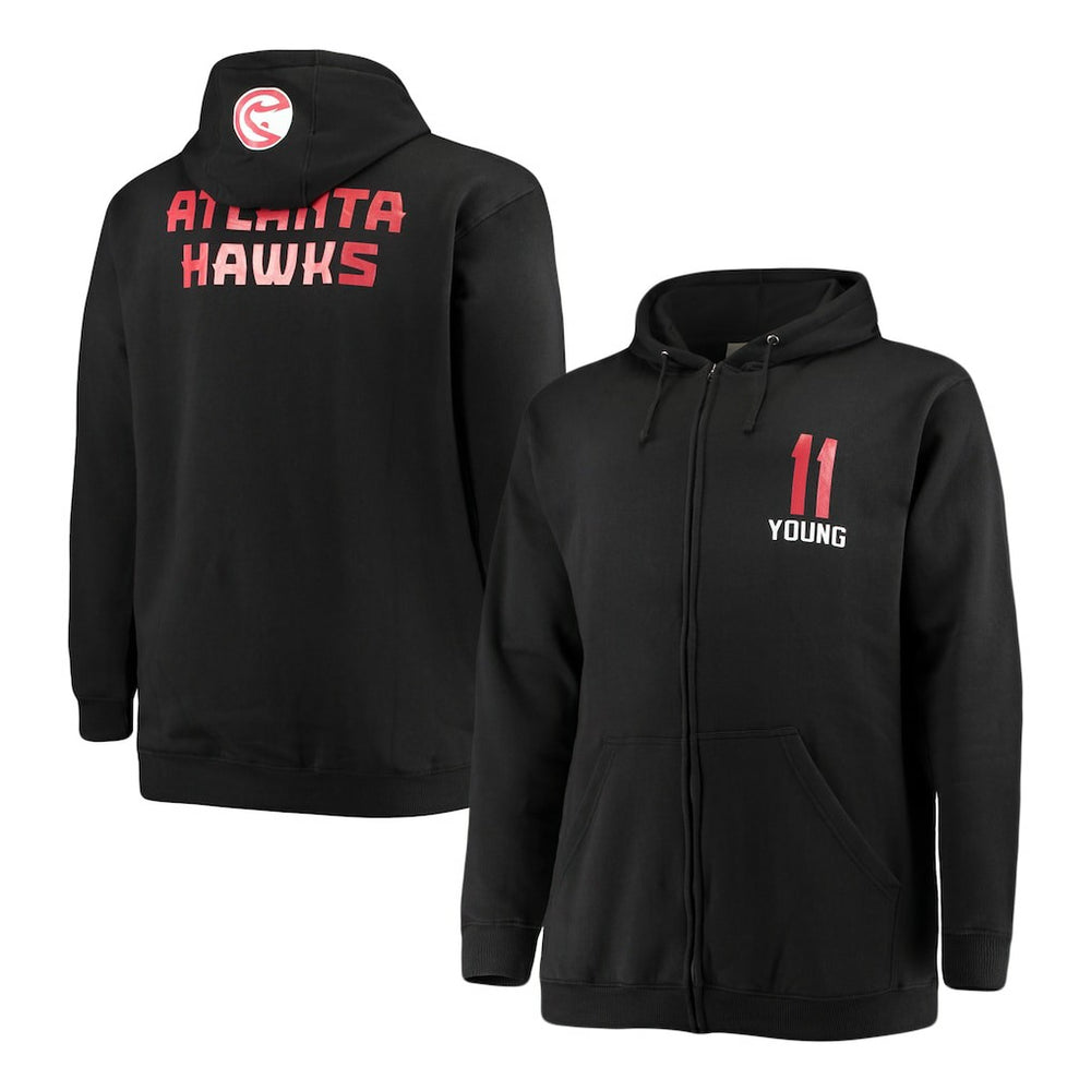 Trae Young Atlanta Hawks Big & Tall Player Name & Number Full-Zip Hoodie Jacket - Black cheap