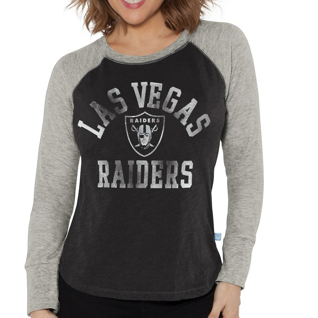 Las Vegas Raiders Touch Women's Waffle Raglan Lightweight Long Sleeve T-Shirt - Black discount