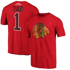 Chicago Blackhawks Greatest Dad Tri-Blend T-Shirt - Red T-shirts