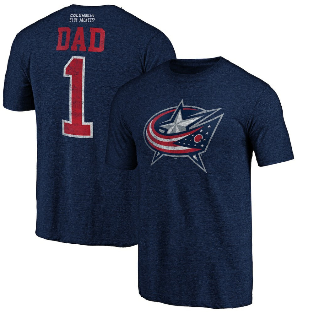 Columbus Blue Jackets Greatest Dad Tri-Blend T-Shirt - Navy T-shirts