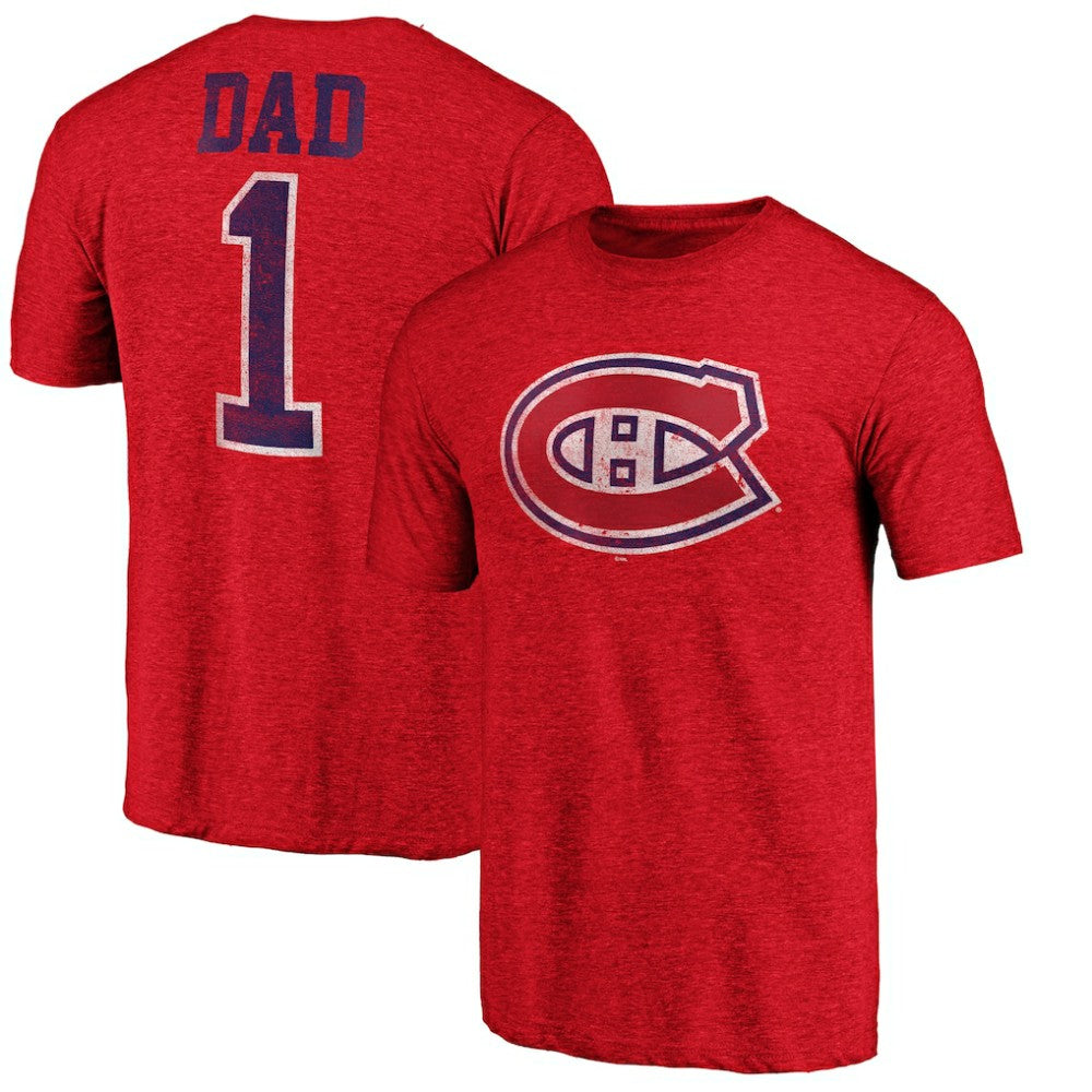 Montreal Canadiens Greatest Dad Tri-Blend T-Shirt - Red T-shirts