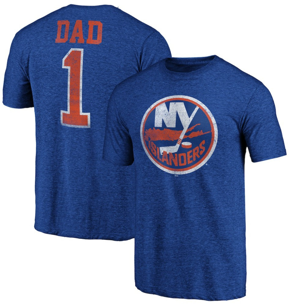 New York Islanders Greatest Dad Tri-Blend T-Shirt - Royal T-shirts