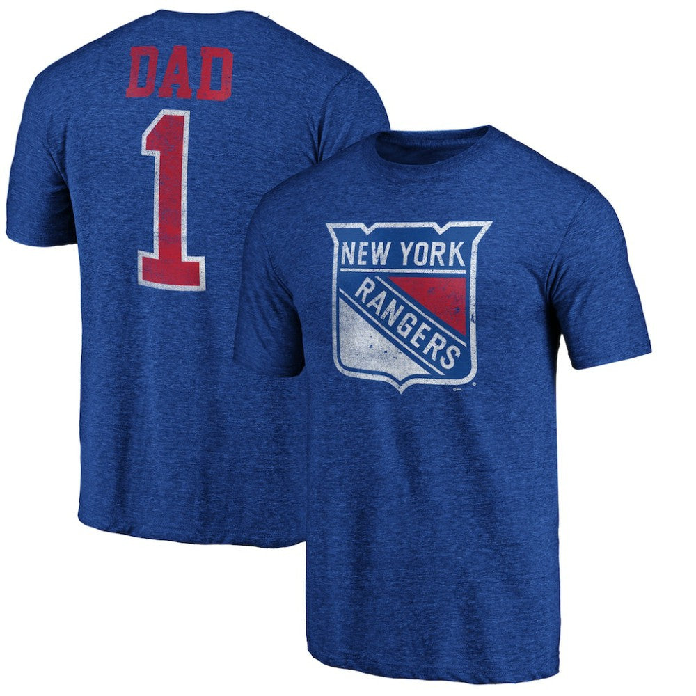 New York Rangers Greatest Dad Tri-Blend T-Shirt - Blue T-shirts