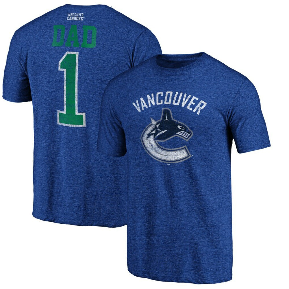 Vancouver Canucks Greatest Dad Tri-Blend T-Shirt - Blue T-shirts