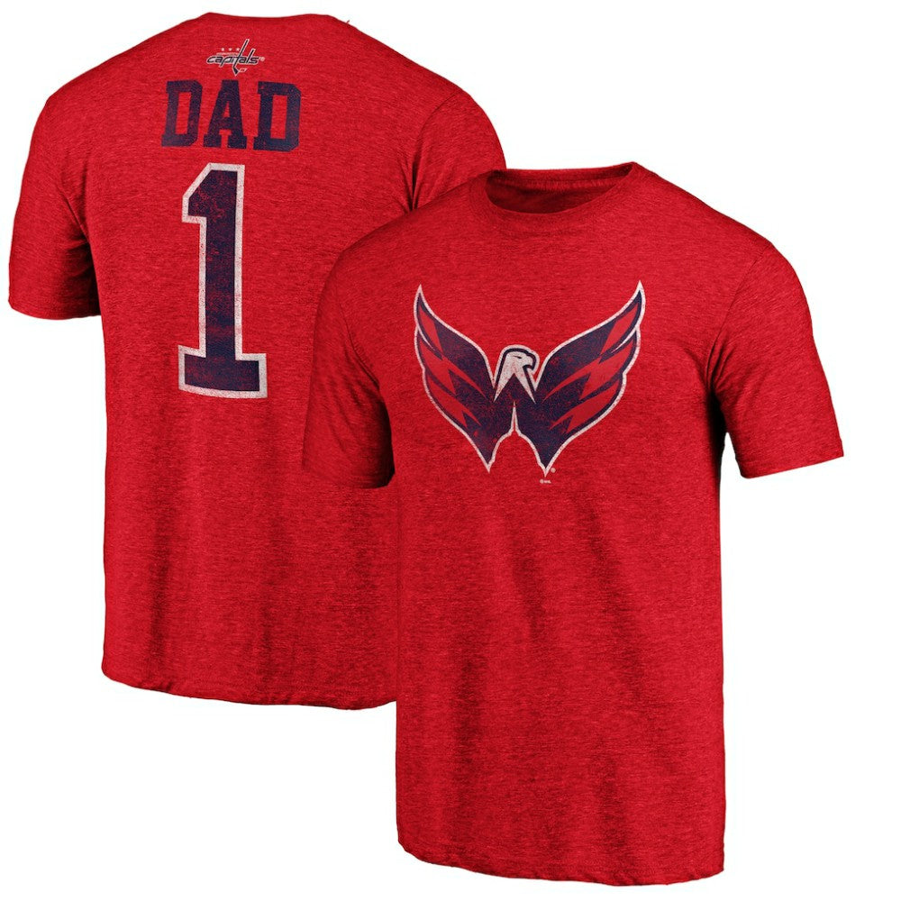 Washington Capitals Greatest Dad Tri-Blend T-Shirt - Red T-shirts
