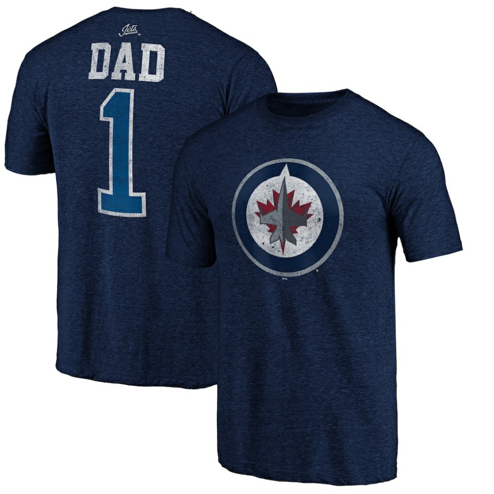 Winnipeg Jets Greatest Dad Tri-Blend T-Shirt - Navy T-shirts