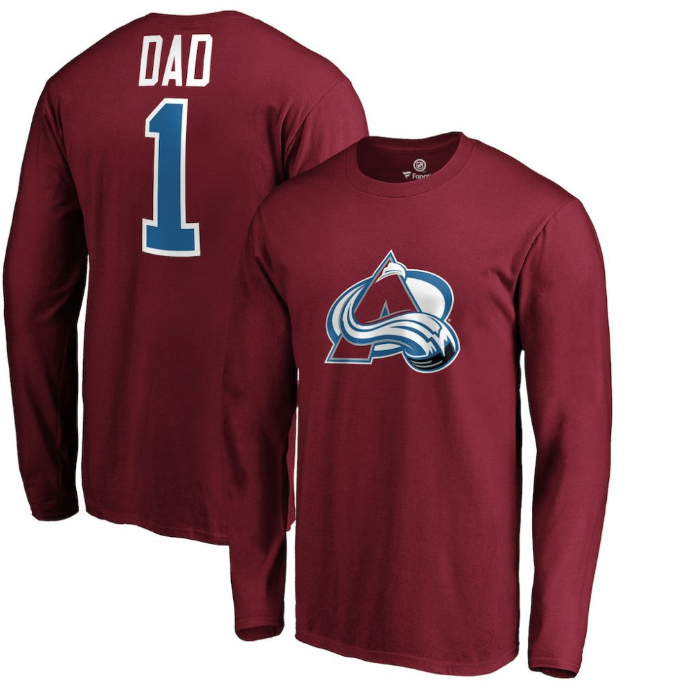 Colorado Avalanche #1 Dad Long Sleeve T-Shirt - Burgundy T-shirts