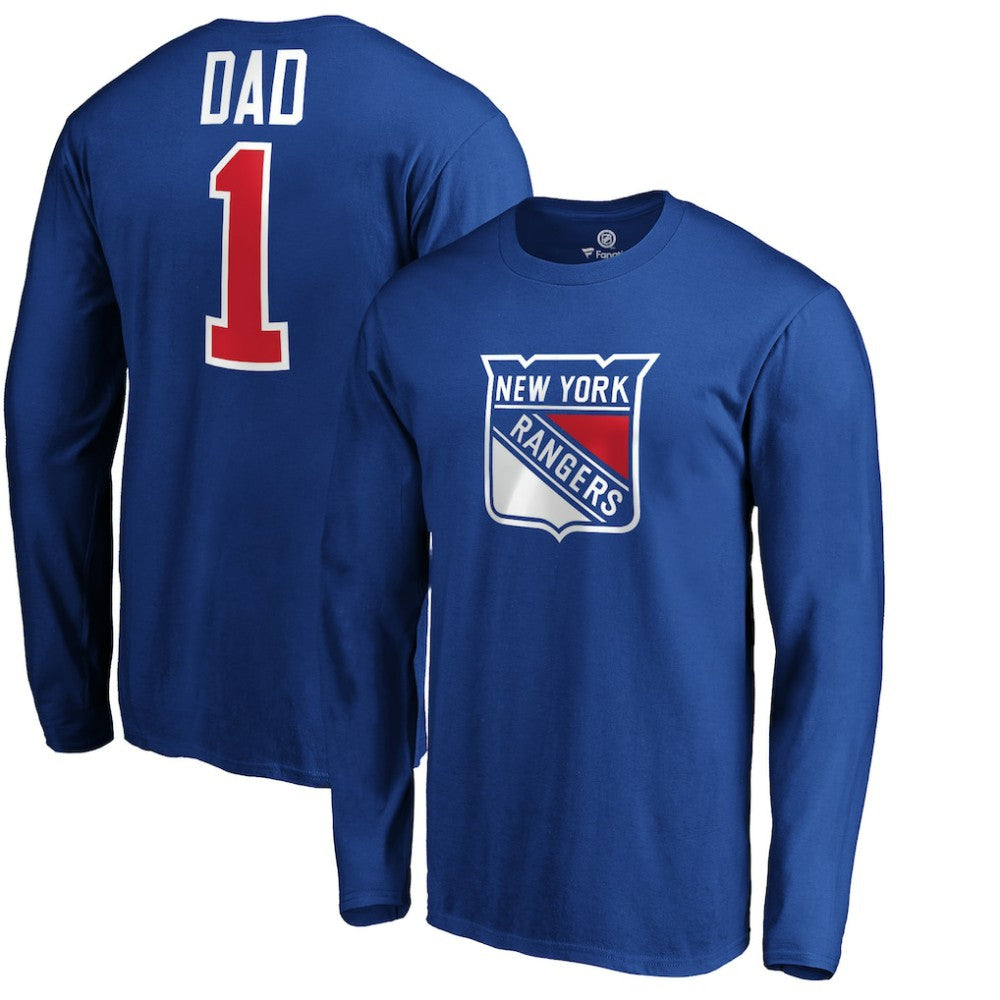 New York Rangers #1 Dad Long Sleeve T-Shirt - Blue T-shirts