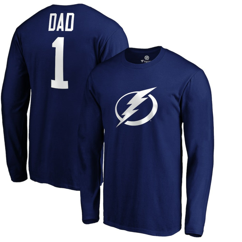 Tampa Bay Lightning #1 Dad Long Sleeve T-Shirt - Blue T-shirts