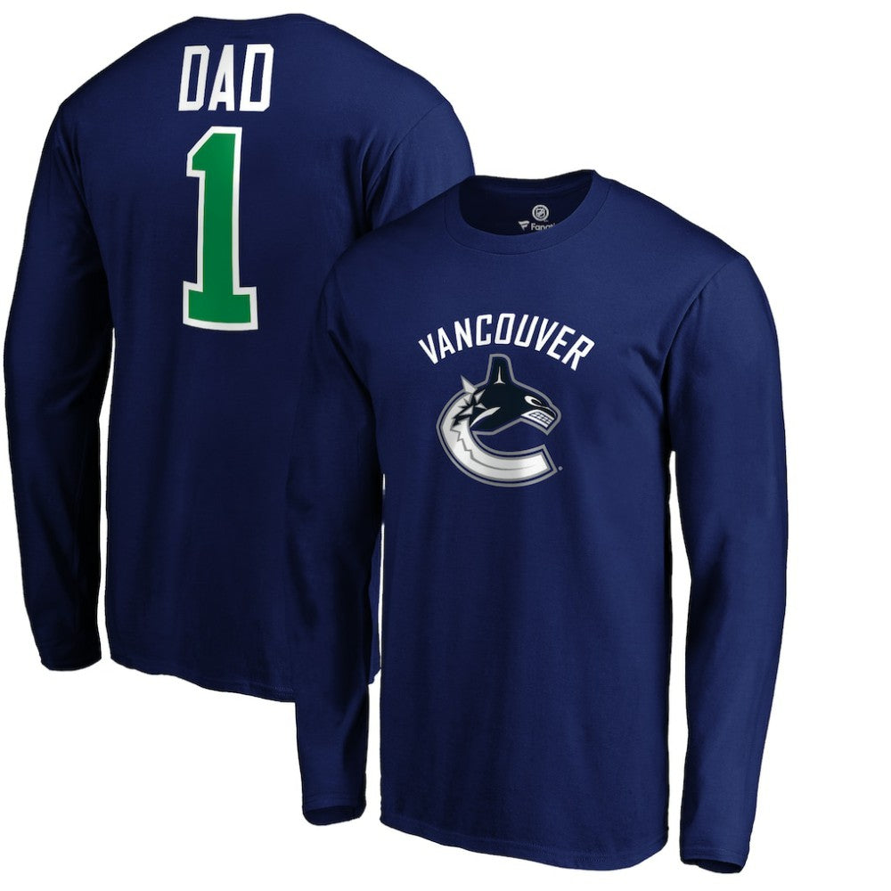 Vancouver Canucks #1 Dad Long Sleeve T-Shirt - Blue T-shirts