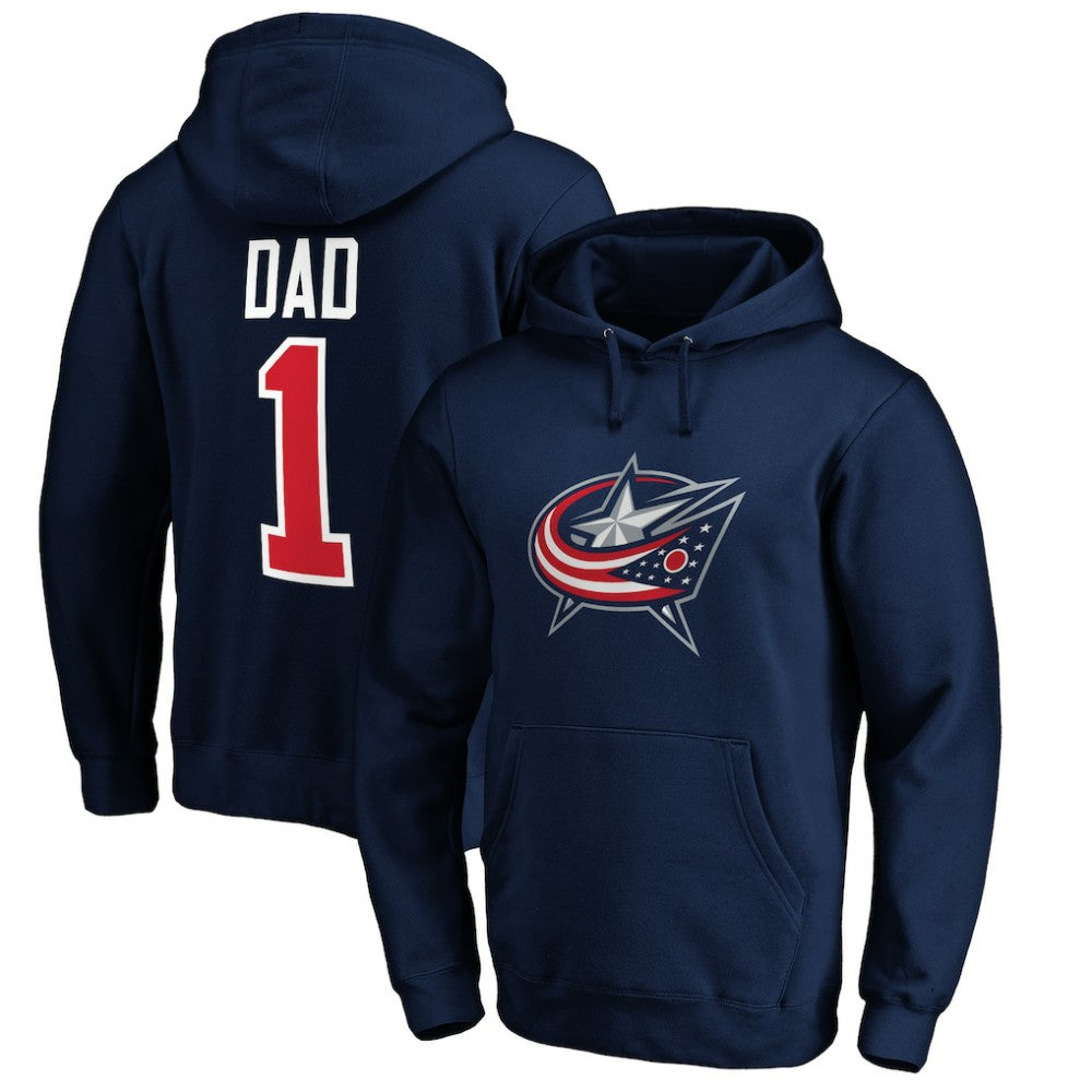 Columbus Blue Jackets #1 Dad Pullover Hoodie - Navy Hoodies