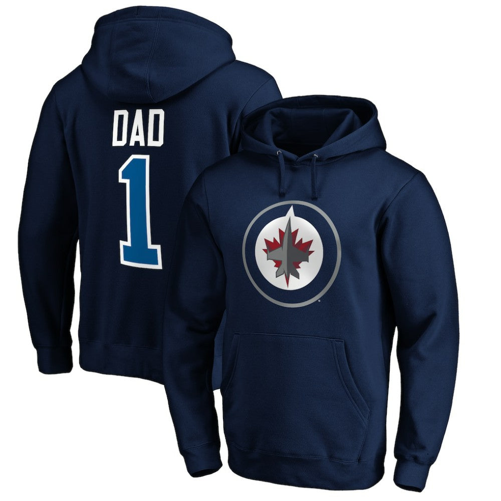 Winnipeg Jets #1 Dad Pullover Hoodie - Navy Hoodies
