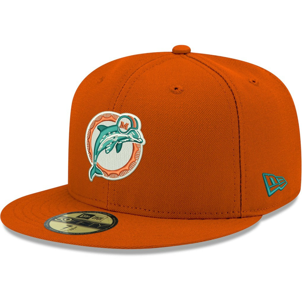 Miami Dolphins New Era Omaha Throwback 59FIFTY Fitted Hat - Orange cheap