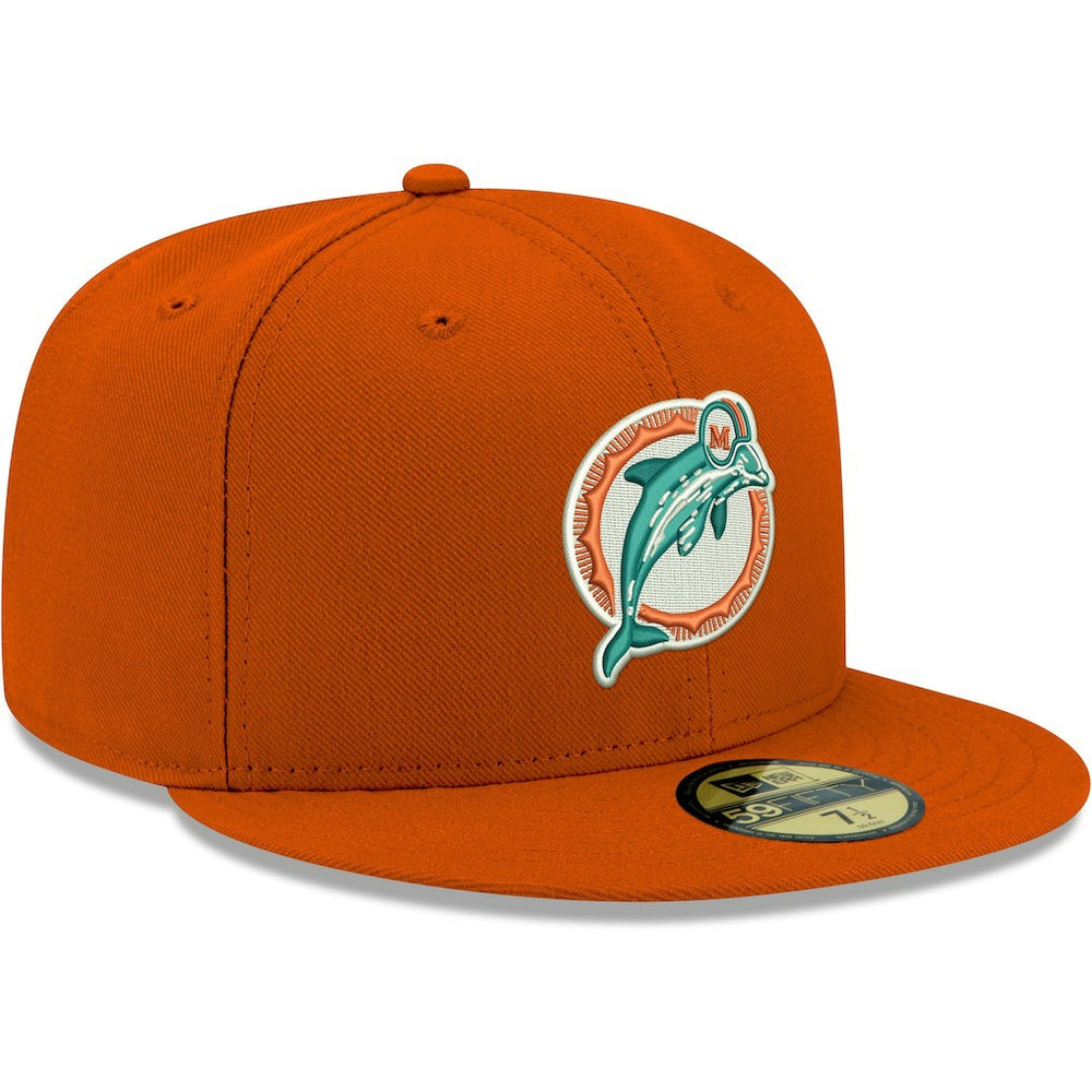 Miami Dolphins New Era Omaha Throwback 59FIFTY Fitted Hat - Orange cheap