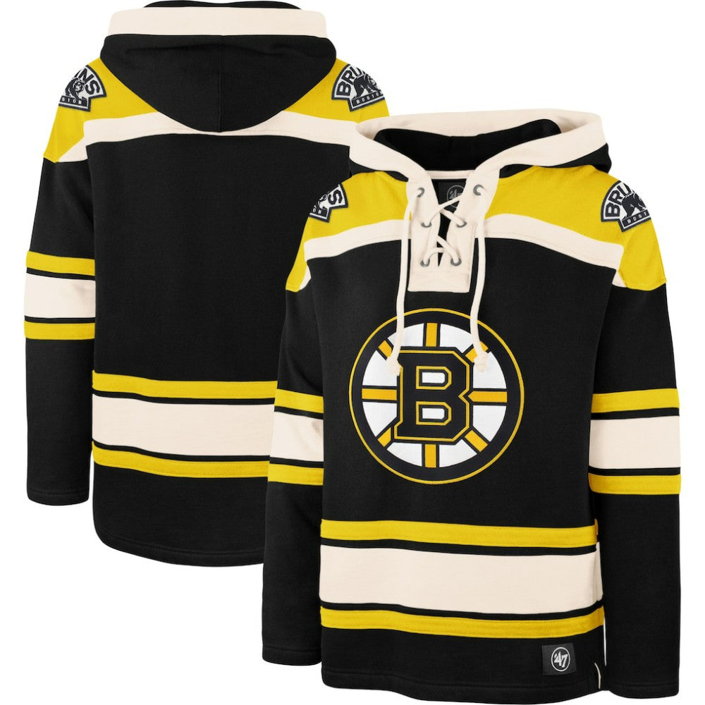 Boston Bruins '47 Superior Lacer Hoodie - Black Hoodies