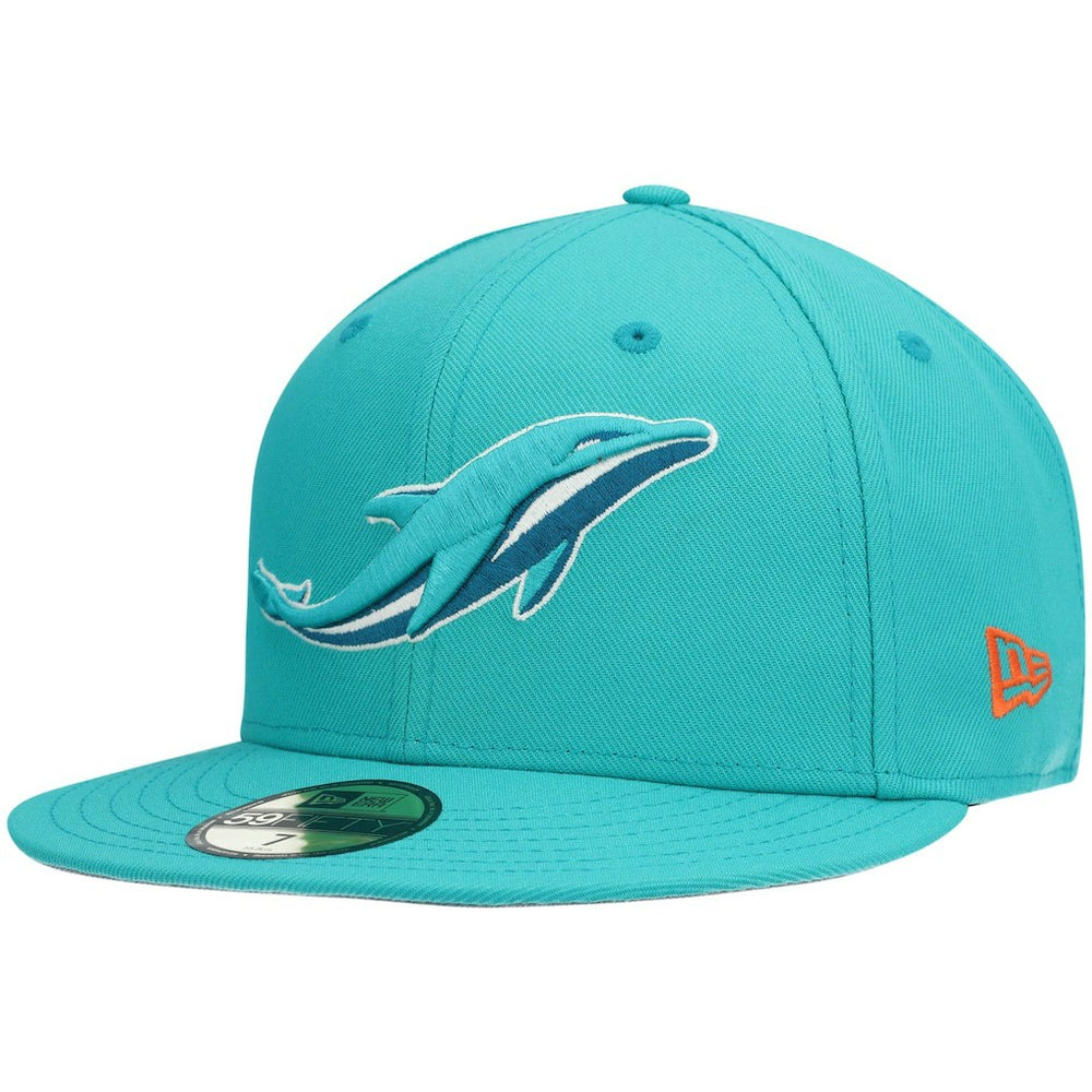 Miami Dolphins New Era Omaha 59FIFTY Fitted Hat - Aqua on sale