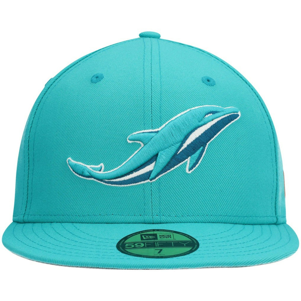 Miami Dolphins New Era Omaha 59FIFTY Fitted Hat - Aqua on sale