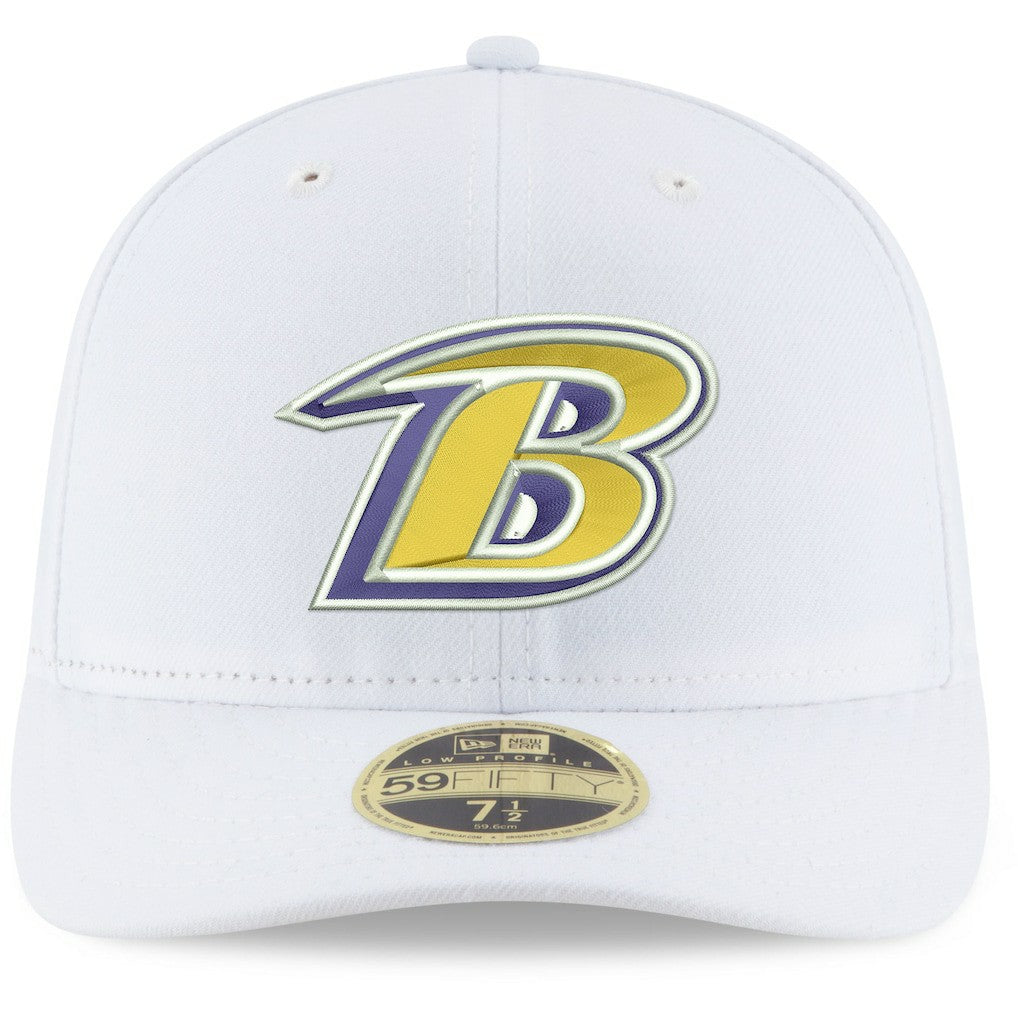 Baltimore Ravens New Era Omaha Low Profile 59FIFTY Fitted Hat - White on sale