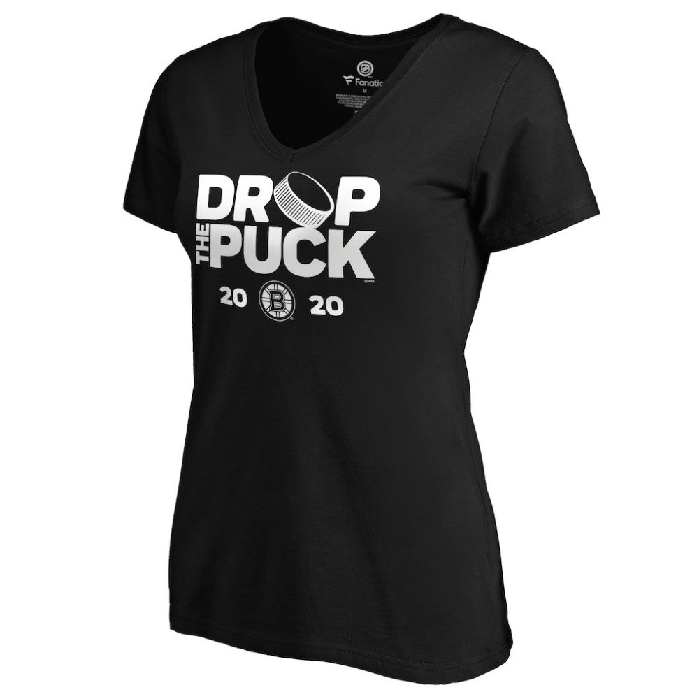 Boston Bruins Women's Drop the Puck V-Neck T-Shirt - Black T-shirts