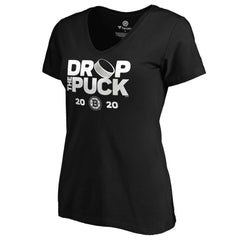 Boston Bruins Women's Drop the Puck V-Neck T-Shirt - Black T-shirts