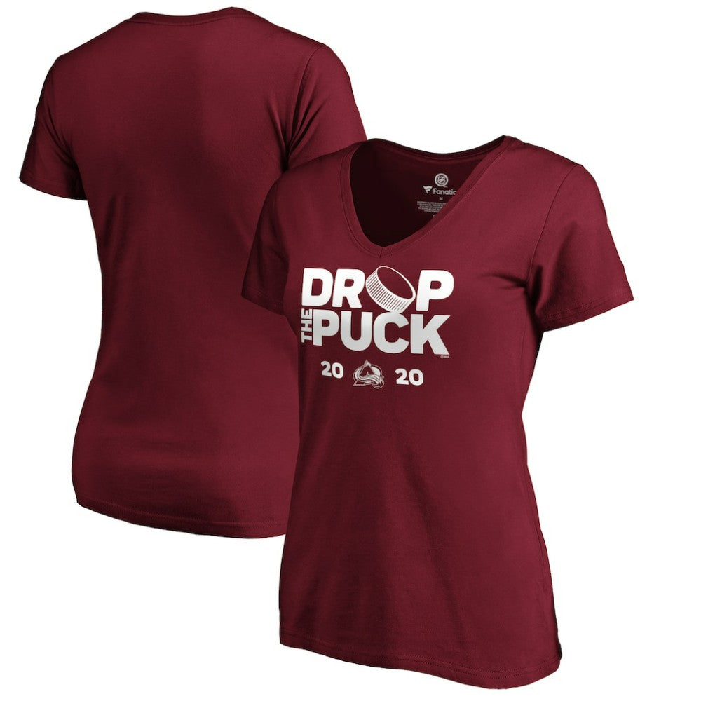 Colorado Avalanche Women's Drop the Puck V-Neck T-Shirt - Garnet T-shirts