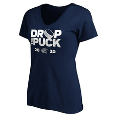 Columbus Blue Jackets Women's Drop the Puck V-Neck T-Shirt - Navy T-shirts