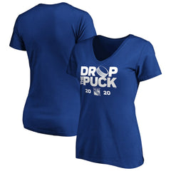 New York Rangers Women's Drop the Puck V-Neck T-Shirt - Royal T-shirts