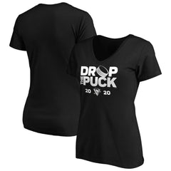 Pittsburgh Penguins Women's Drop the Puck V-Neck T-Shirt - Black T-shirts