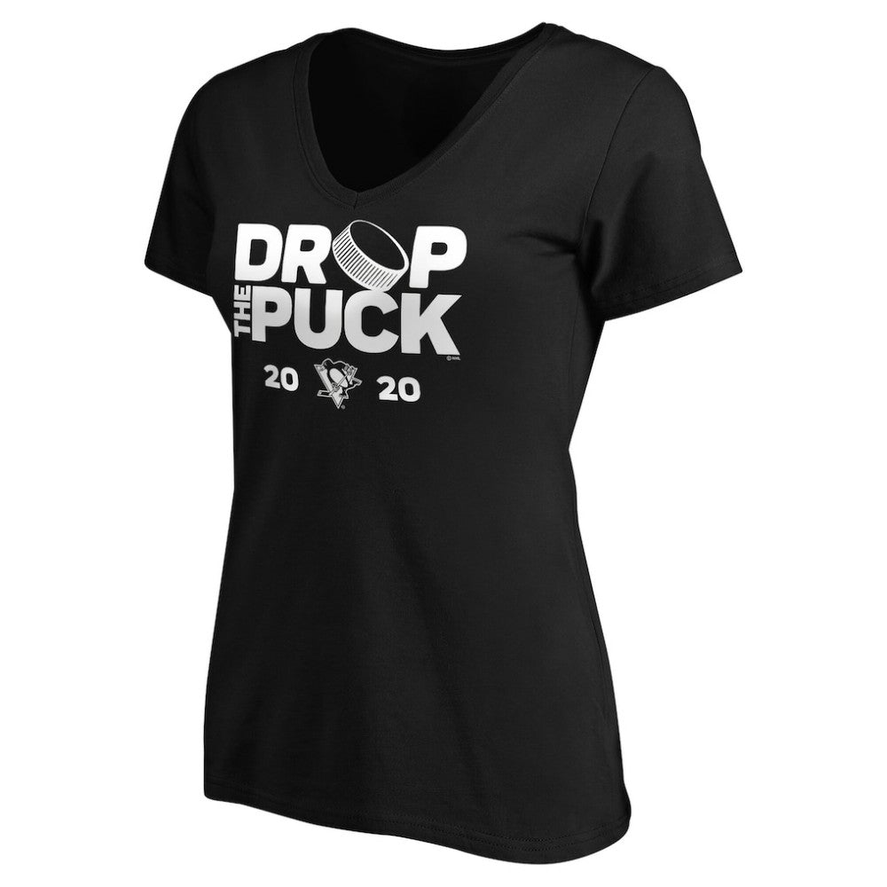 Pittsburgh Penguins Women's Drop the Puck V-Neck T-Shirt - Black T-shirts