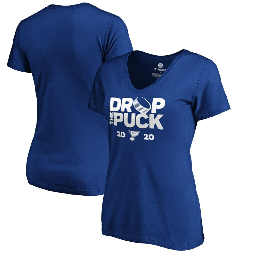 St. Louis Blues Women's Drop the Puck V-Neck T-Shirt - Royal T-shirts