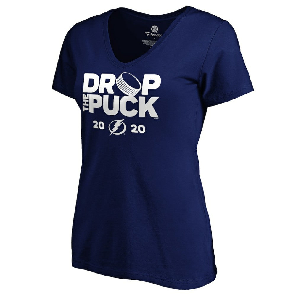 Tampa Bay Lightning Women's Drop the Puck V-Neck T-Shirt - Royal T-shirts