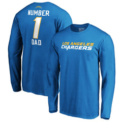 Los Angeles Chargers #1 Dad Long Sleeve Team Logo T-Shirt - Light Blue sale