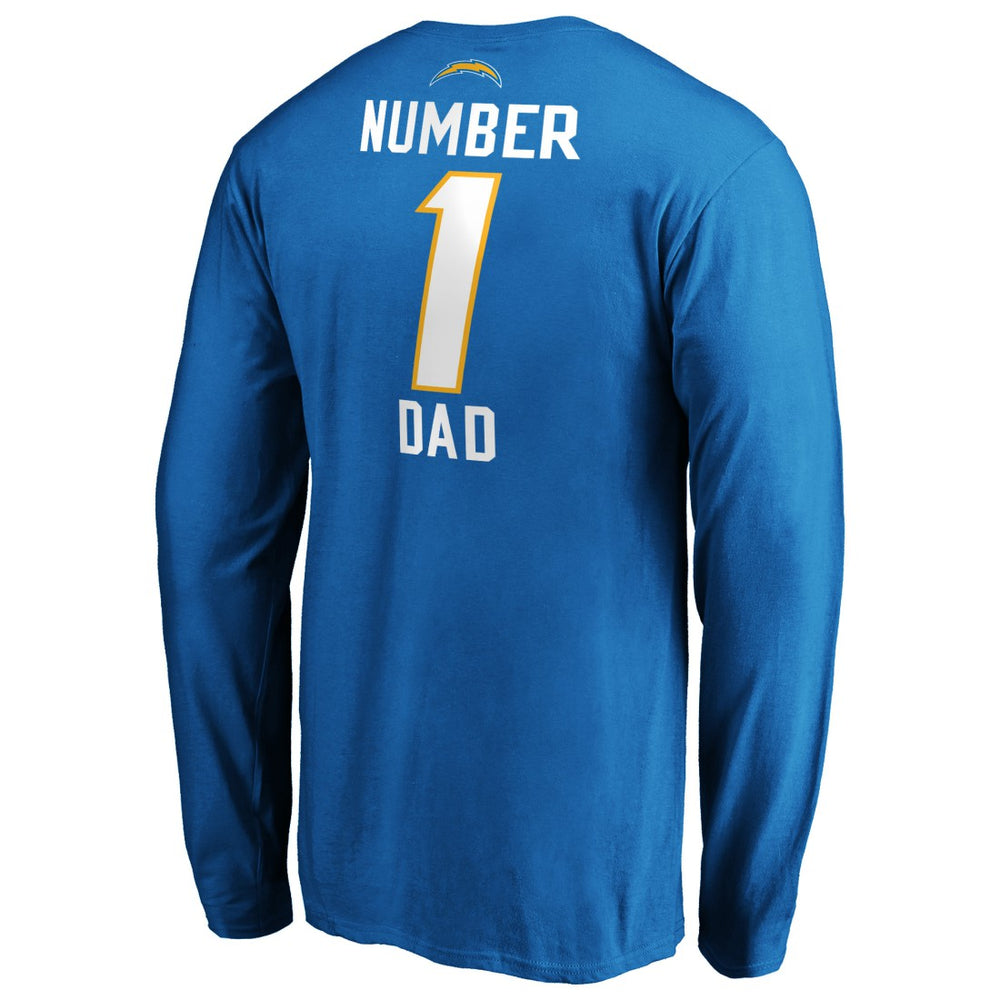 Los Angeles Chargers #1 Dad Long Sleeve Team Logo T-Shirt - Light Blue sale