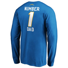 Los Angeles Chargers #1 Dad Long Sleeve Team Logo T-Shirt - Light Blue sale
