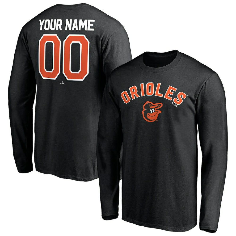 Baltimore Orioles Personalized Winning Streak Name & Number Long Sleeve T-Shirt Black