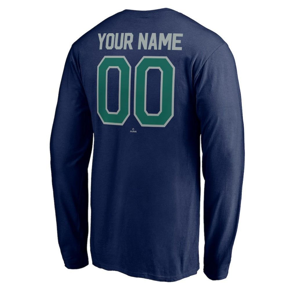 Seattle Mariners Personalized Winning Streak Name & Number Long Sleeve T-Shirt Navy