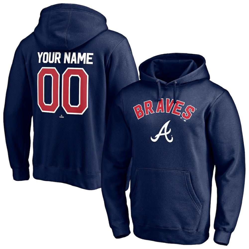 Atlanta Braves Personalized Winning Streak Name & Number Pullover Hoodie Navy