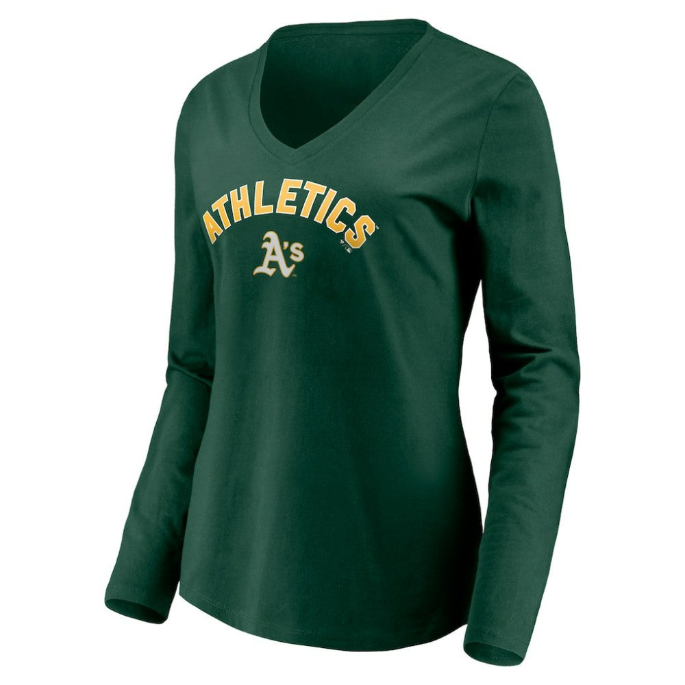 Athletics Women's Personalized Winning Streak Name & Number Long Sleeve V-Neck T-Shirt Green